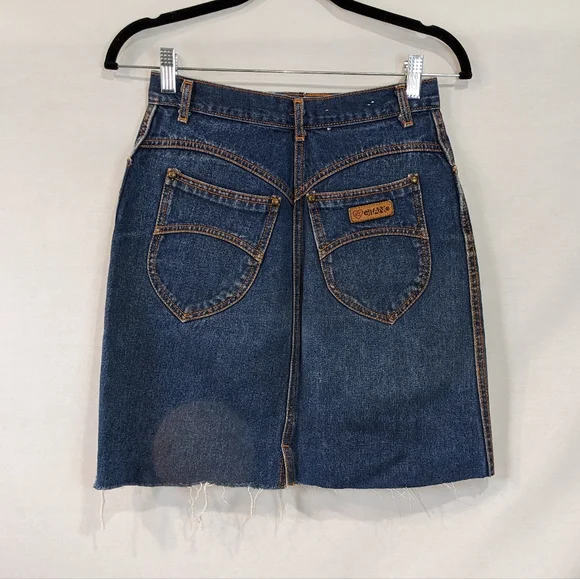 Vintage Giano High Rise 100% Cotton Cut Off Denim Skirt Size 6 - Picture 4 of 11